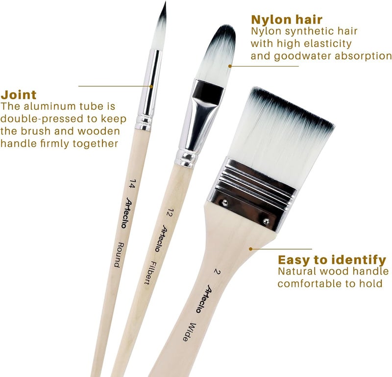 Artecho 32 PCS Paint Brushes for Acrylic Painting, Acrylic Paint Brushes for Oil, Watercolor, Acrylic, Gouache and Canvas Painting - Image 4